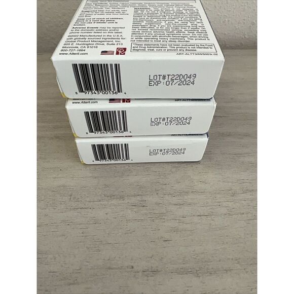 Alteril Natural Sleep Aid Lot Of 3 Boxes w/L-Tryptophan 30 tablets Ea. Exp 07/24 - Picture 4 of 4